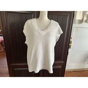 Hello Nite Short Sleeve Sweater Marshmallow White Size M Oversized Soft Chenille